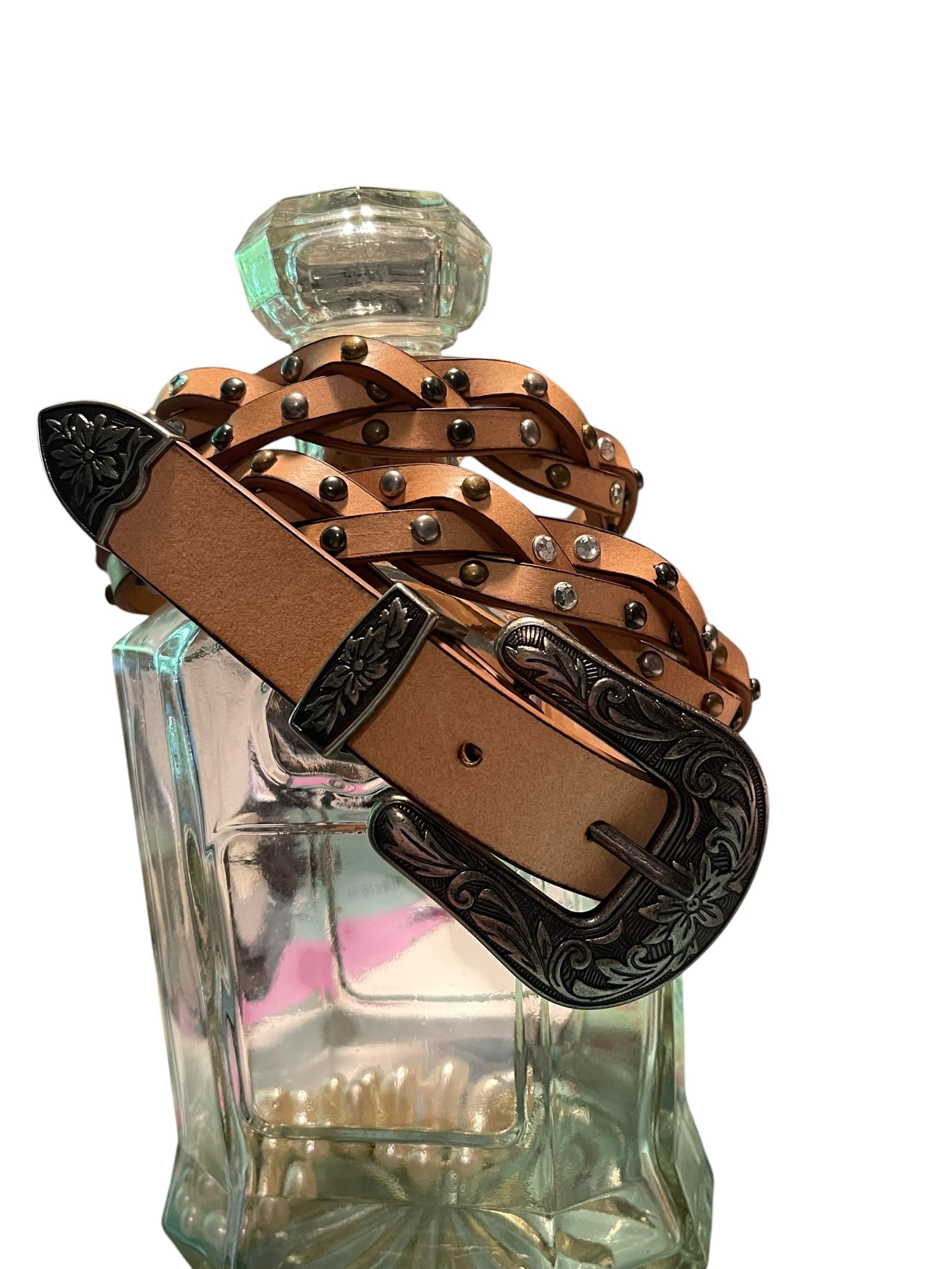 Bit & Bridle Women’s Braided Embellished Leather Western/Cowgirl Belt - Thumbnail 2