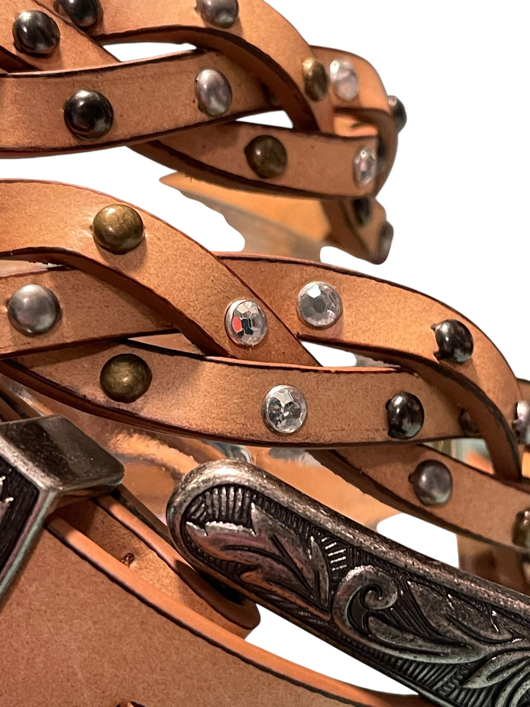 Bit & Bridle Women’s Braided Embellished Leather Western/Cowgirl Belt - Thumbnail 6