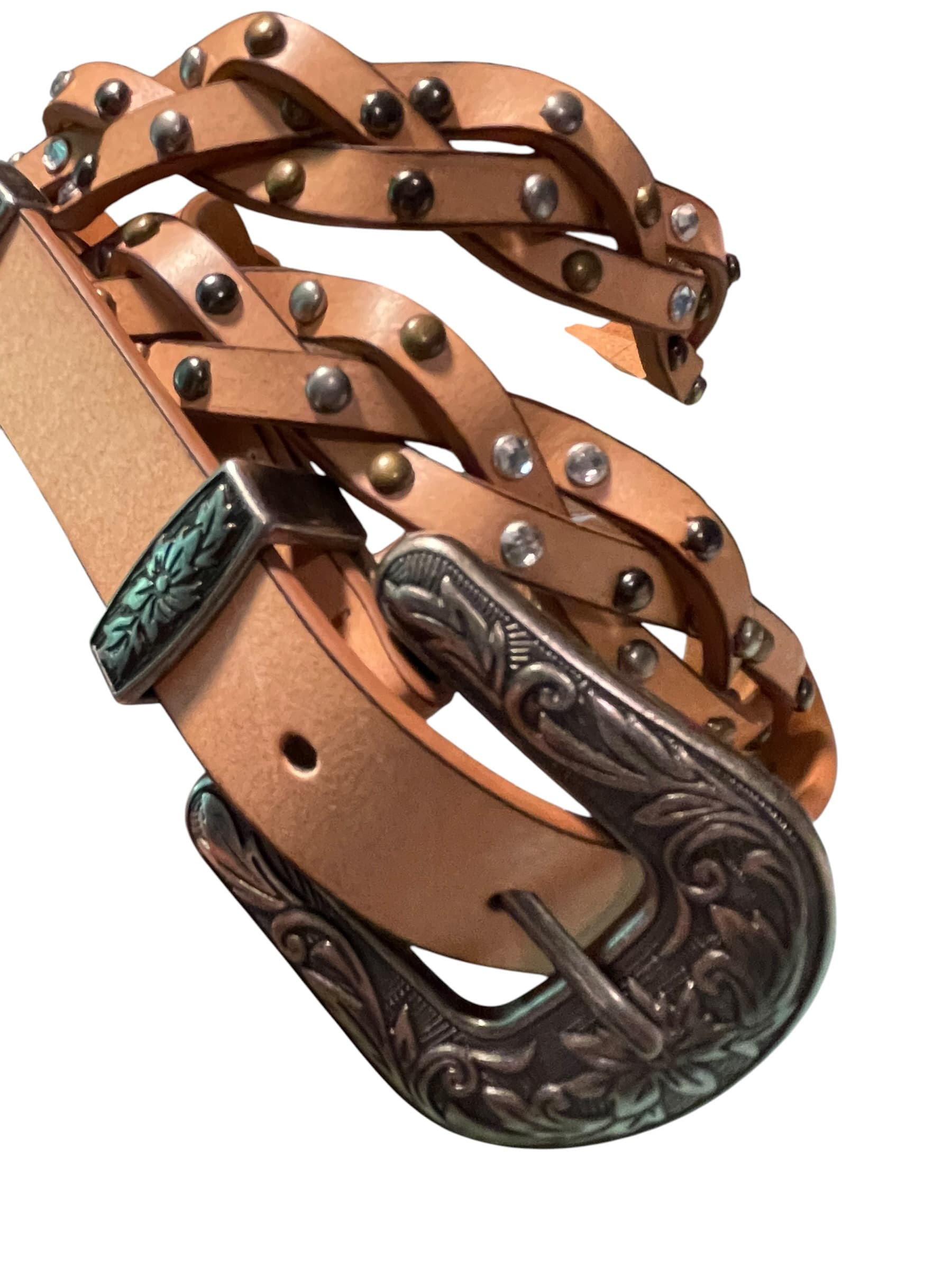 Bit & Bridle Women’s Braided Embellished Leather Western/Cowgirl Belt - Thumbnail 7