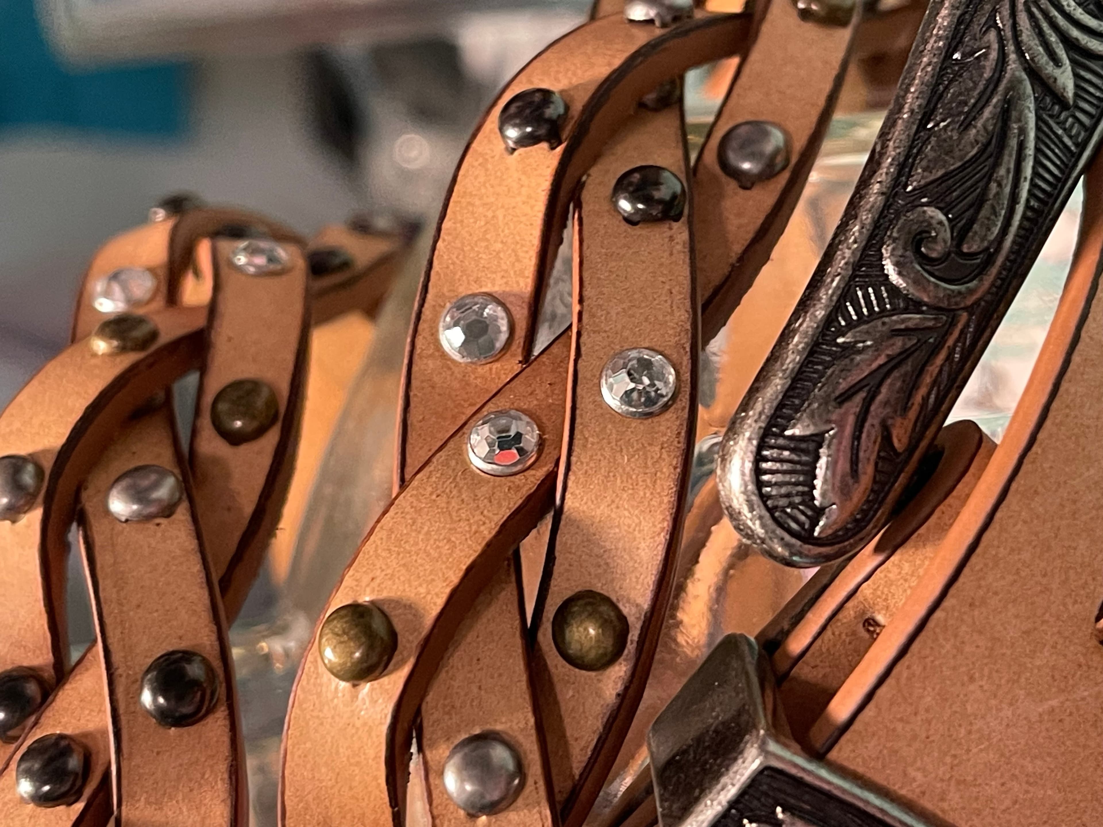 Bit & Bridle Women’s Braided Embellished Leather Western/Cowgirl Belt - Thumbnail 16