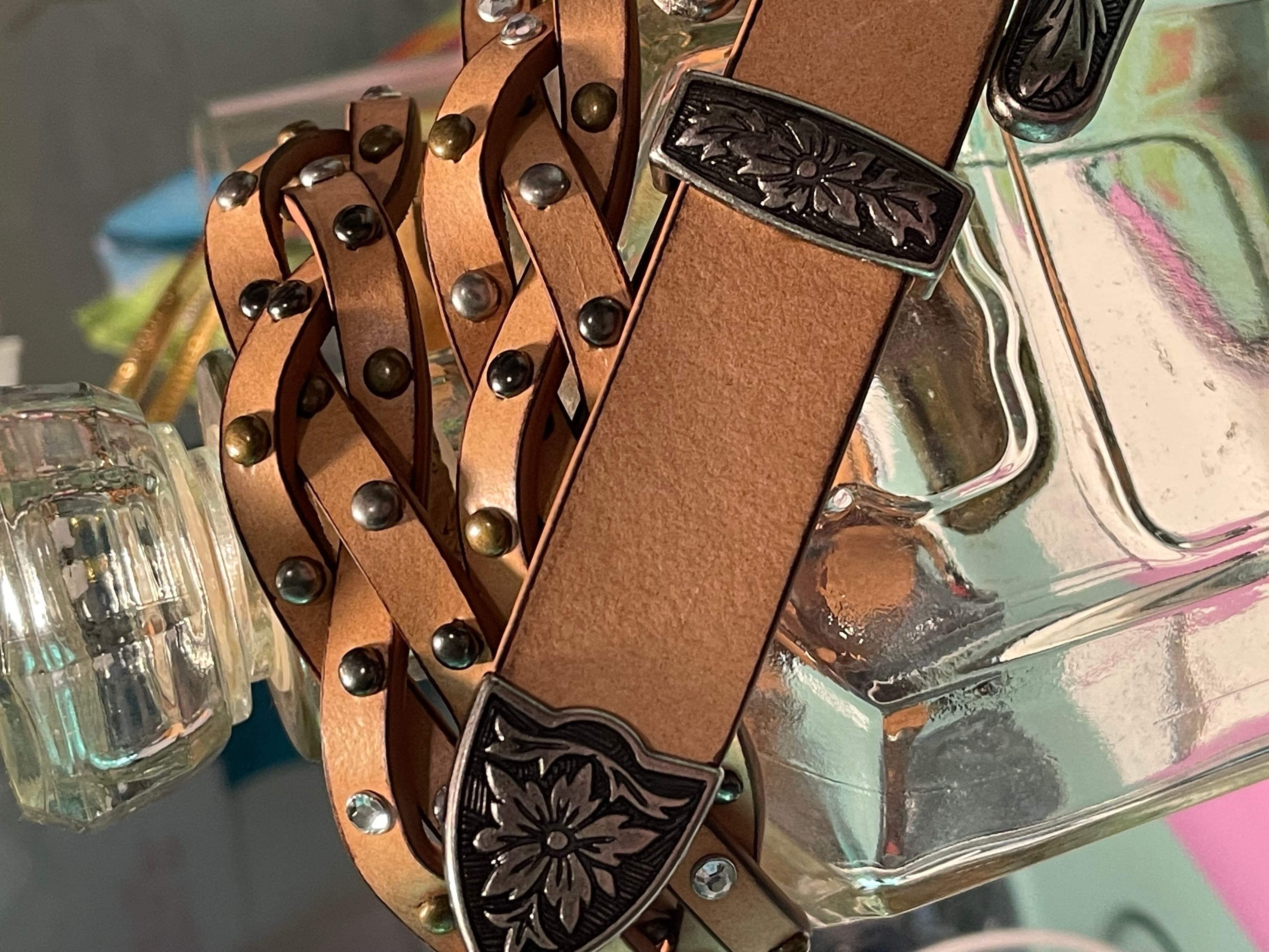 Bit & Bridle Women’s Braided Embellished Leather Western/Cowgirl Belt - Thumbnail 13