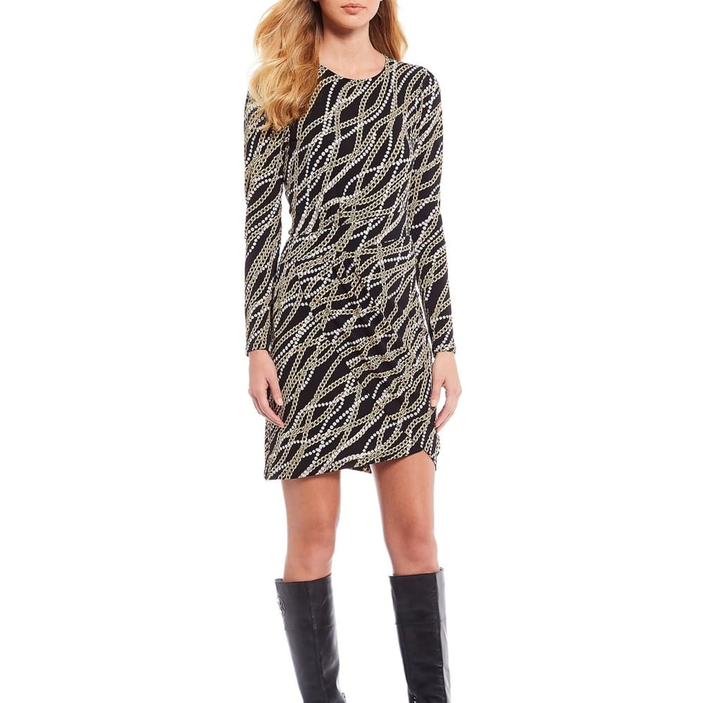 MICHAEL Michael Kors Lola Faux Wrap Dress -Chains - Thumbnail 5
