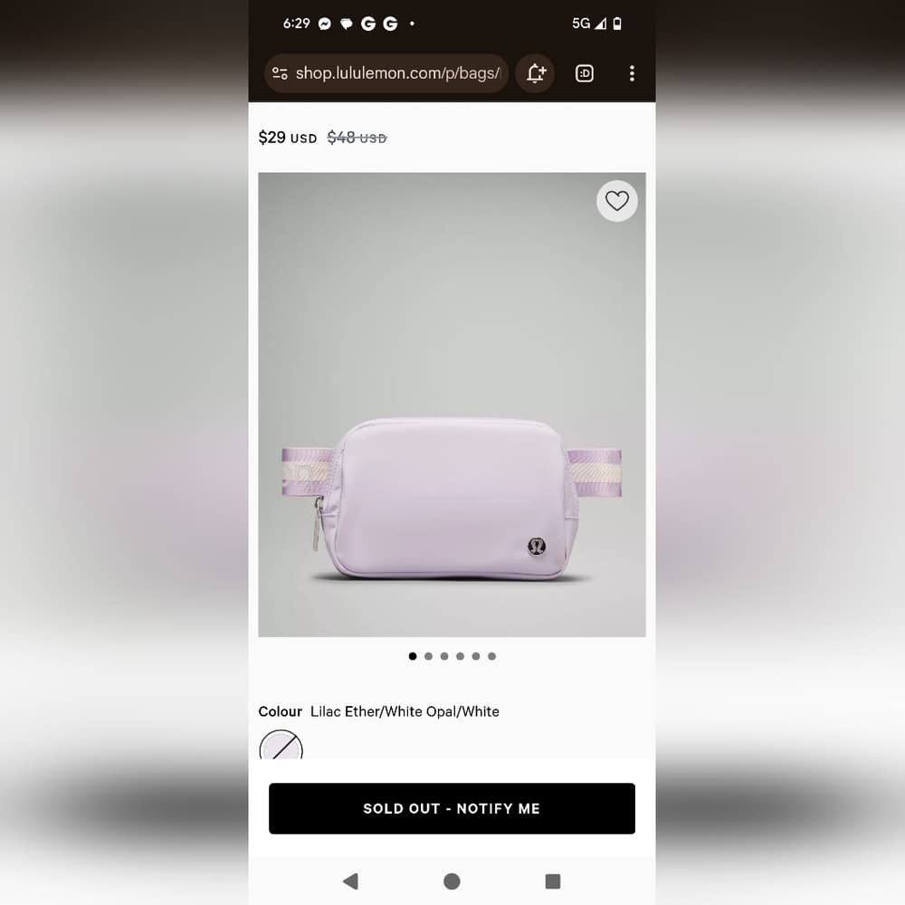 Lululemon Everywhere Belt Bag 1L WordMark In HTF Lilac Ether/White Opal/White - Thumbnail 6
