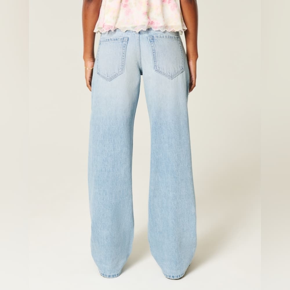 Hollister Light Wash Ultra Low-rise Ultra Baggy Jeans In Woman's Size 0-Regular - Thumbnail 2
