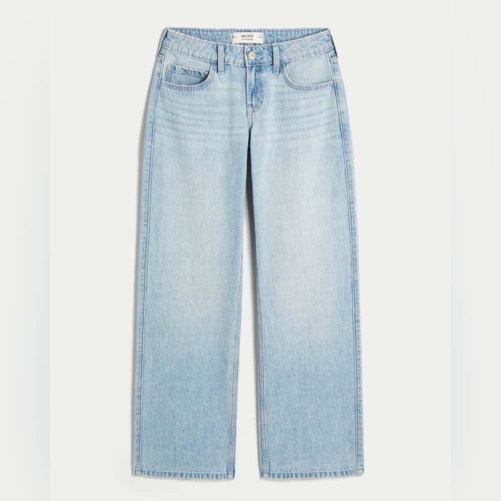 Hollister Light Wash Ultra Low-rise Ultra Baggy Jeans In Woman's Size 0-Regular - Thumbnail 3