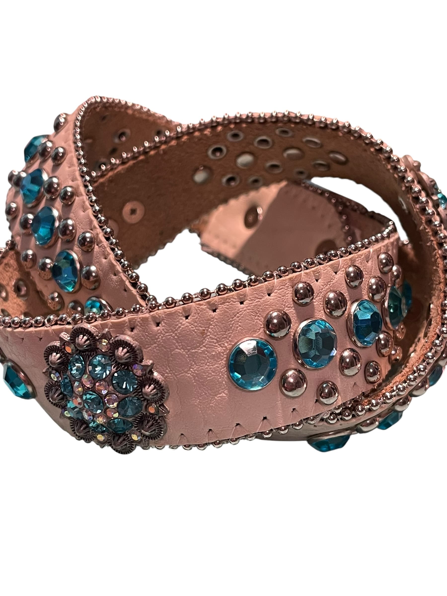 BHW Women’s Rhinestone Studded Leather Western Cowgirl Belt - Thumbnail 7
