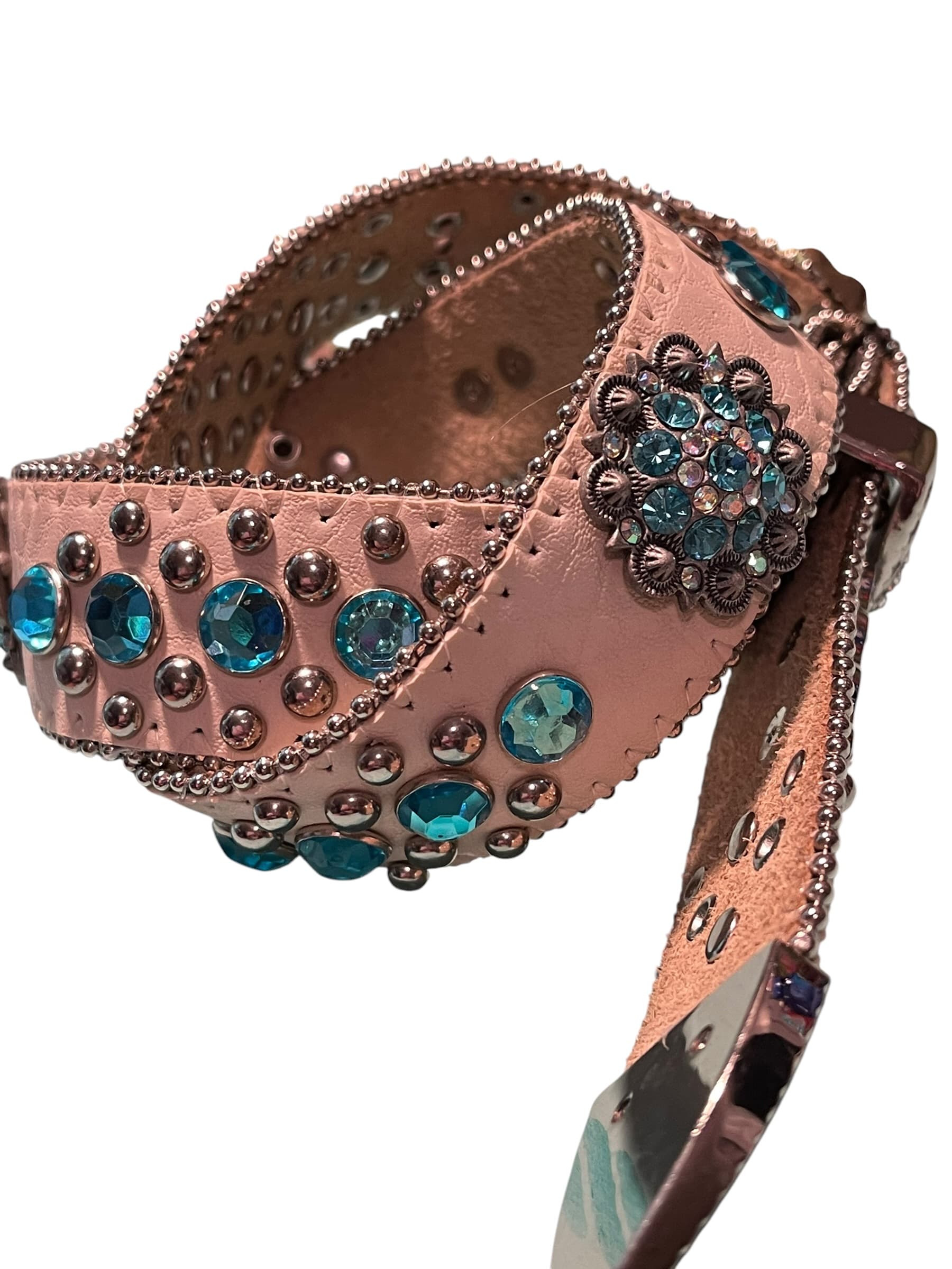 BHW Women’s Rhinestone Studded Leather Western Cowgirl Belt - Thumbnail 8