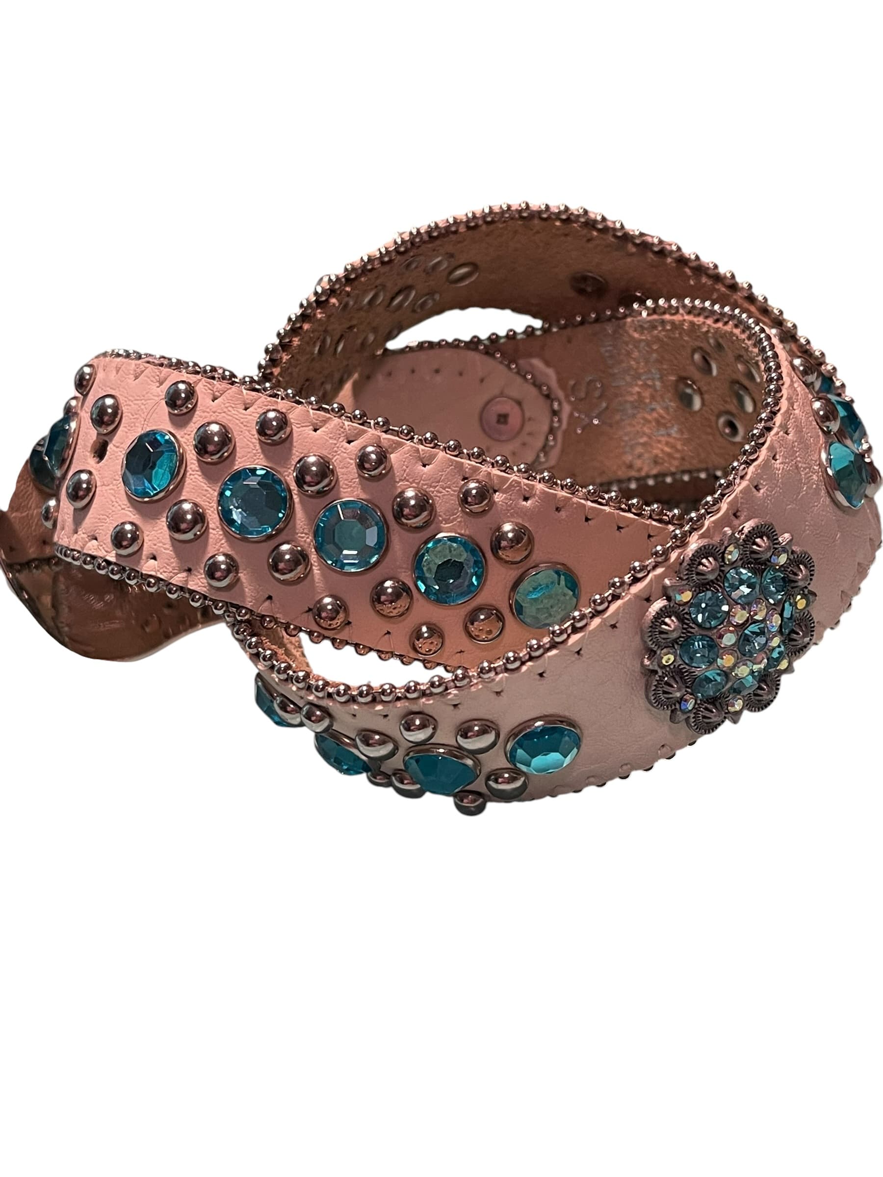 BHW Women’s Rhinestone Studded Leather Western Cowgirl Belt - Thumbnail 6