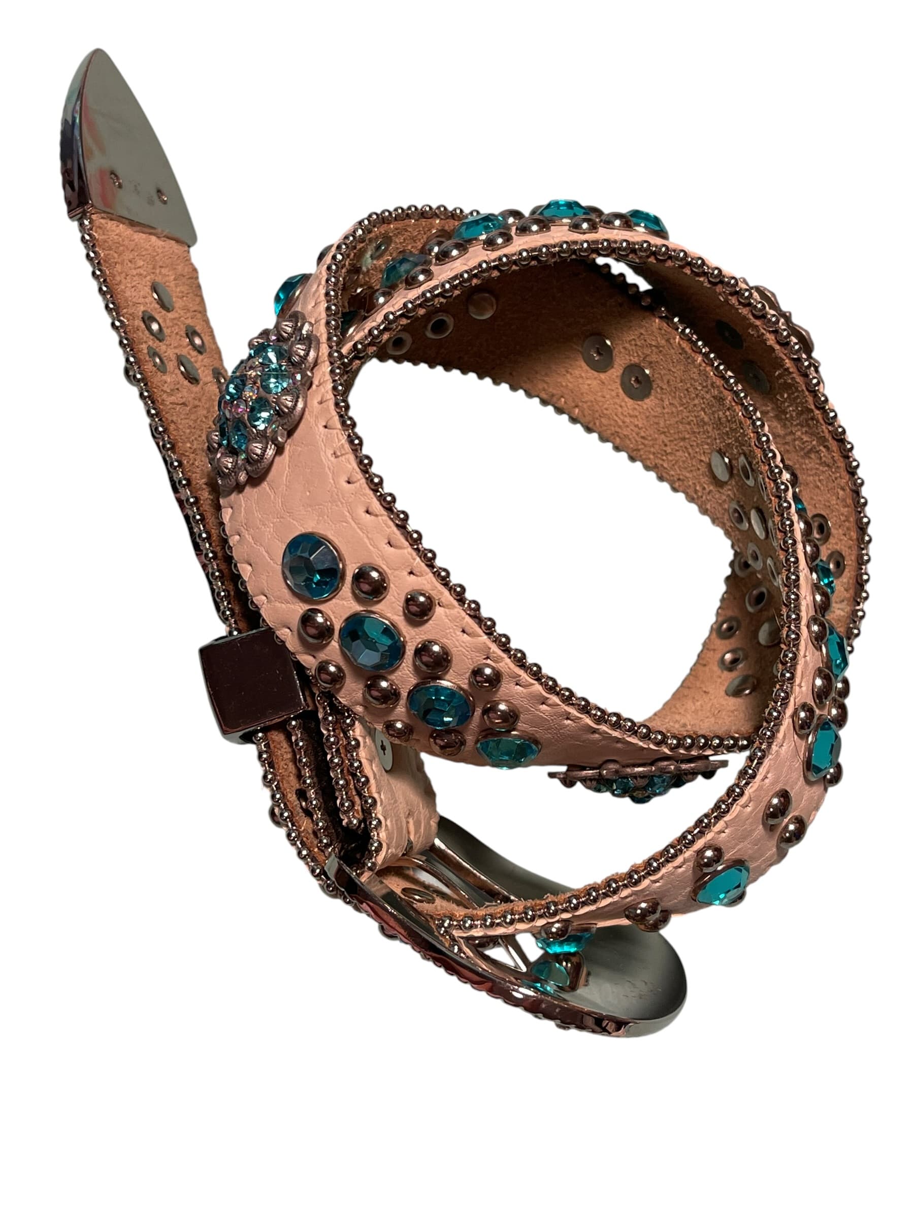 BHW Women’s Rhinestone Studded Leather Western Cowgirl Belt - Thumbnail 9