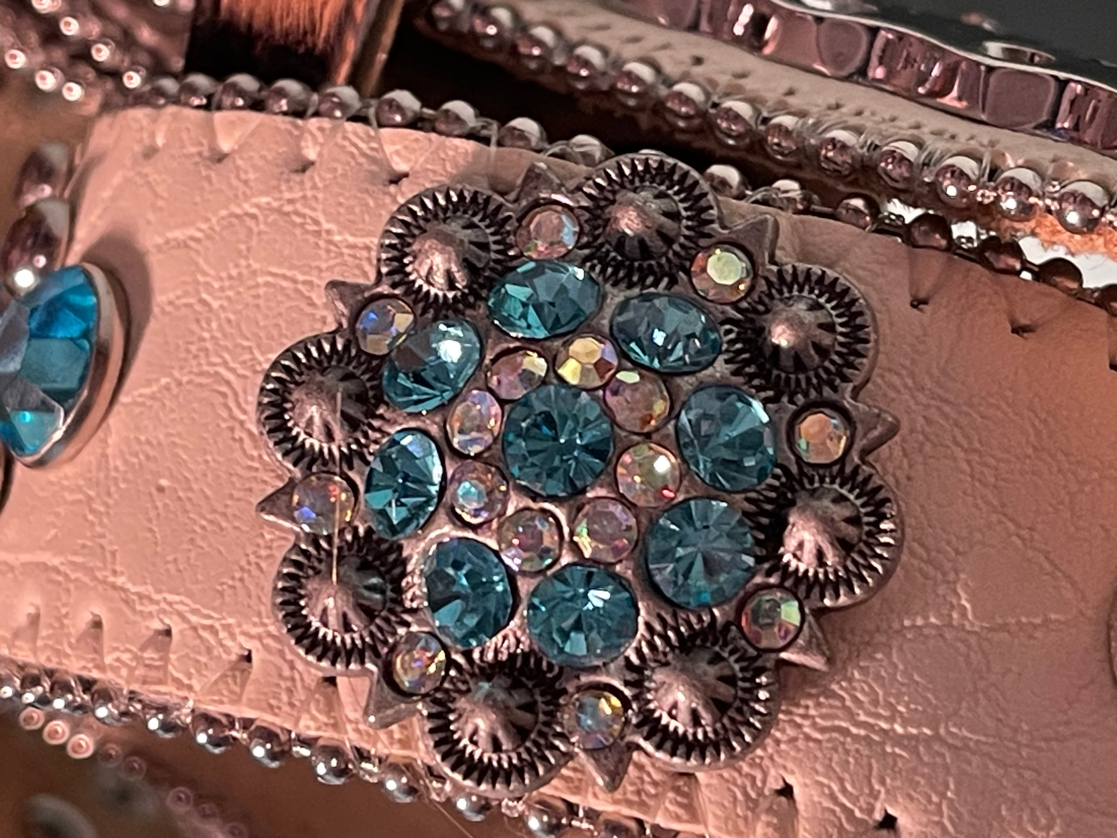 BHW Women’s Rhinestone Studded Leather Western Cowgirl Belt - Thumbnail 10
