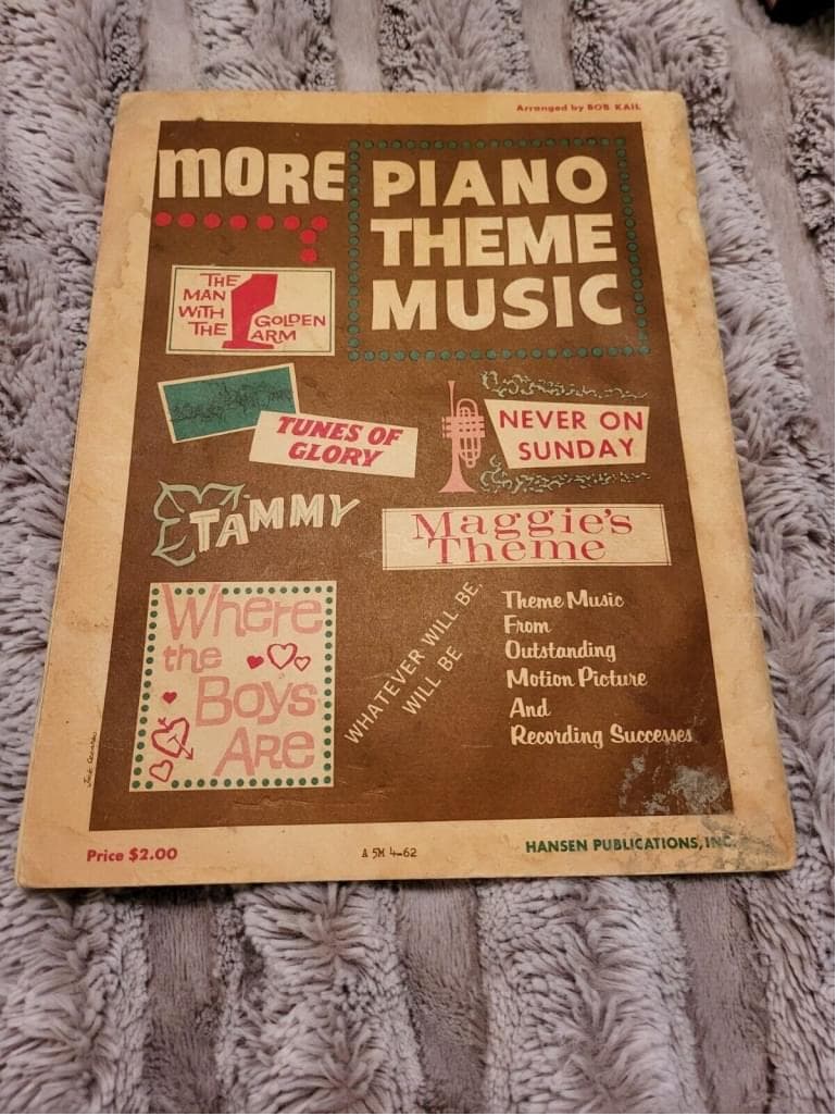 Bob Kail 1962 More Piano Theme Music Book Educational Collection Motion Pictures - Thumbnail 2