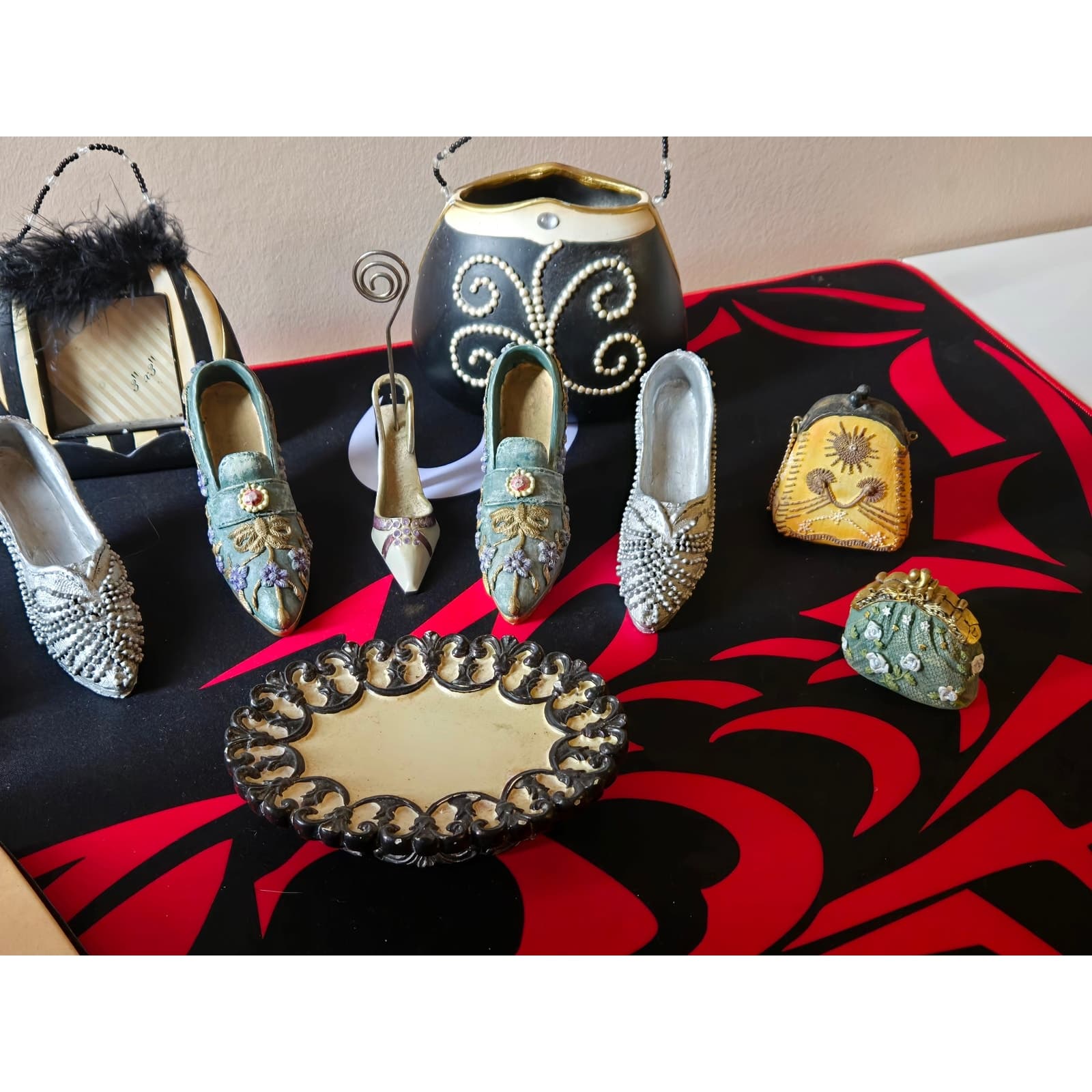 Vintage Chic Miniature Shoe & Handbag Décor LOT - Collectible Display - Thumbnail 2