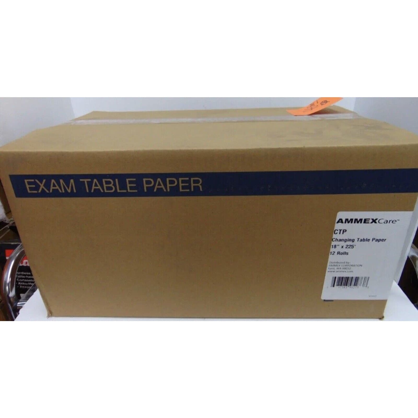 AMMEX Moisture Resistant Changing Table Paper, 18" x 225' Roll, Case of 12 Rolls