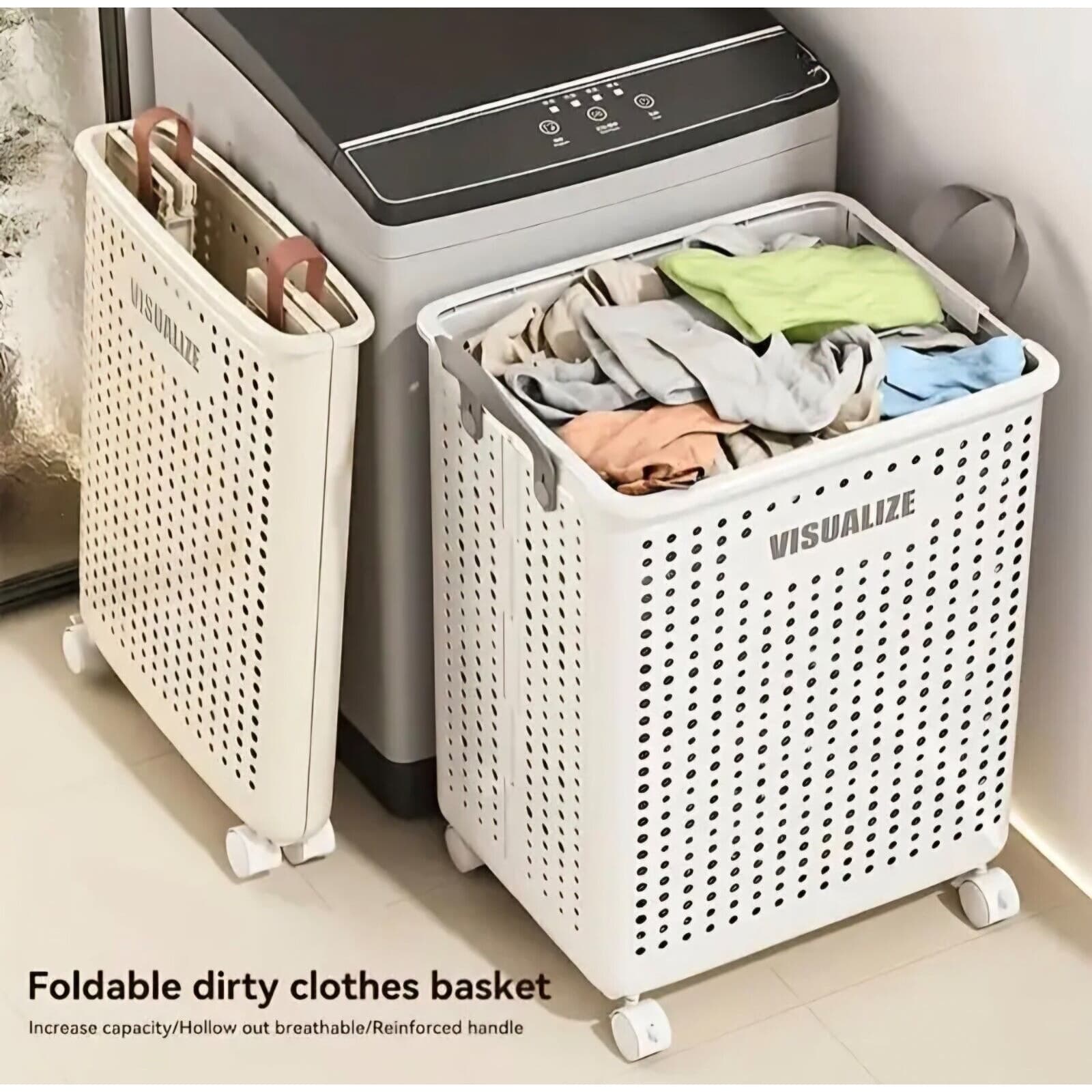 Rolling Laundry & Storage Basket with Handles – Compact, Spacious, & Breathable