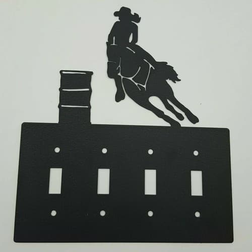 Barrel Racing Cowgirl Black Quadruplet Switch Toggle Plates Country Western - Thumbnail 7