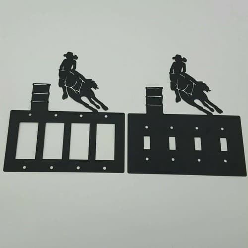 Barrel Racing Cowgirl Black Quadruplet Switch Toggle Plates Country Western