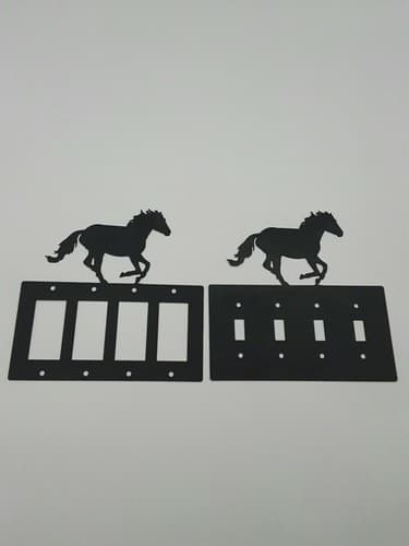 Horse Mustang Black Quadruplet Switch Toggle Plates Country Western Cabin