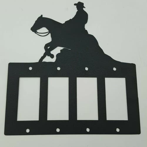 Reining Horse Black Quadruplet Switch Toggle Plates Country Western Cabin - Thumbnail 3