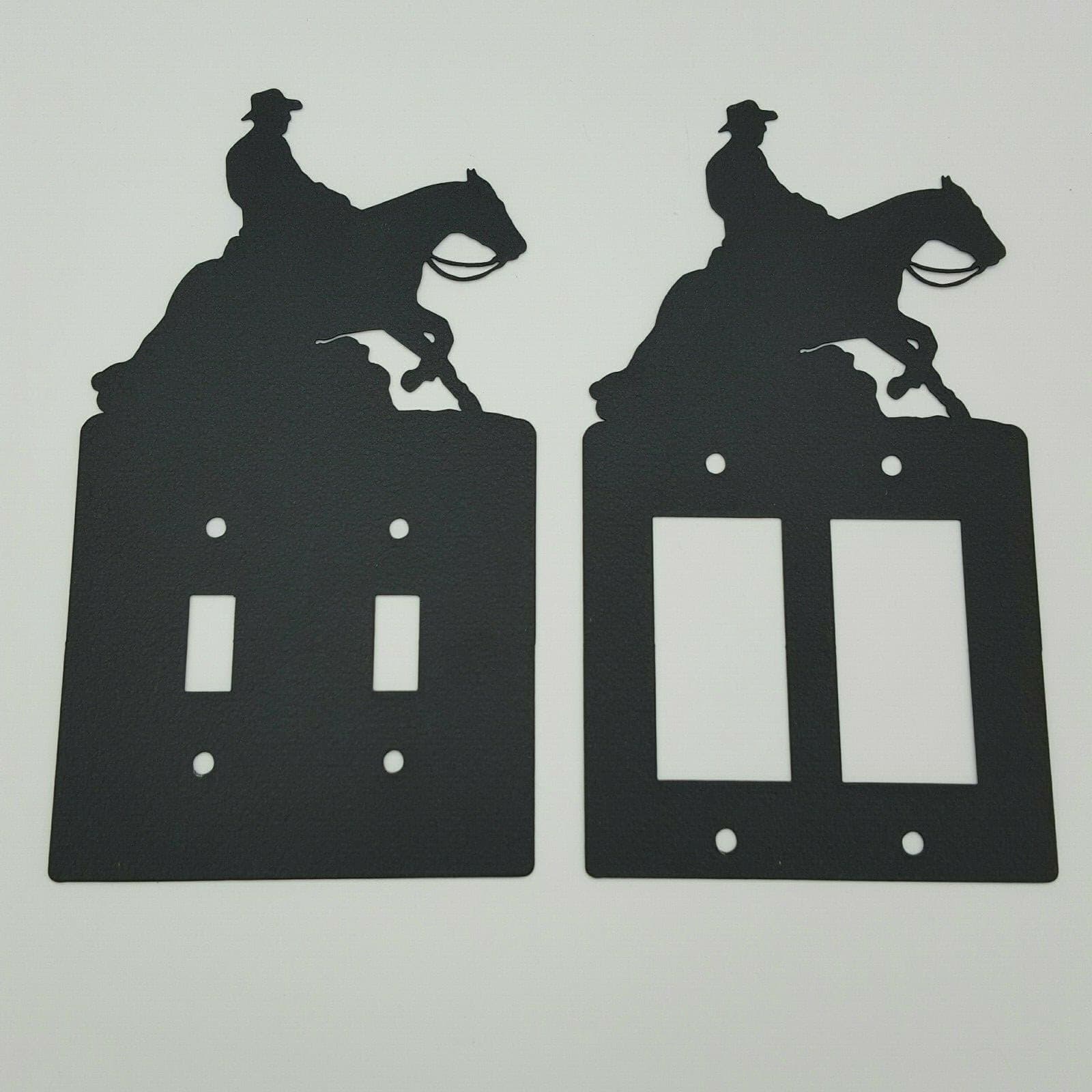 Reining Horse Black Outlet Covers Switch Plates Toggle Country Western Cabin - Thumbnail 4