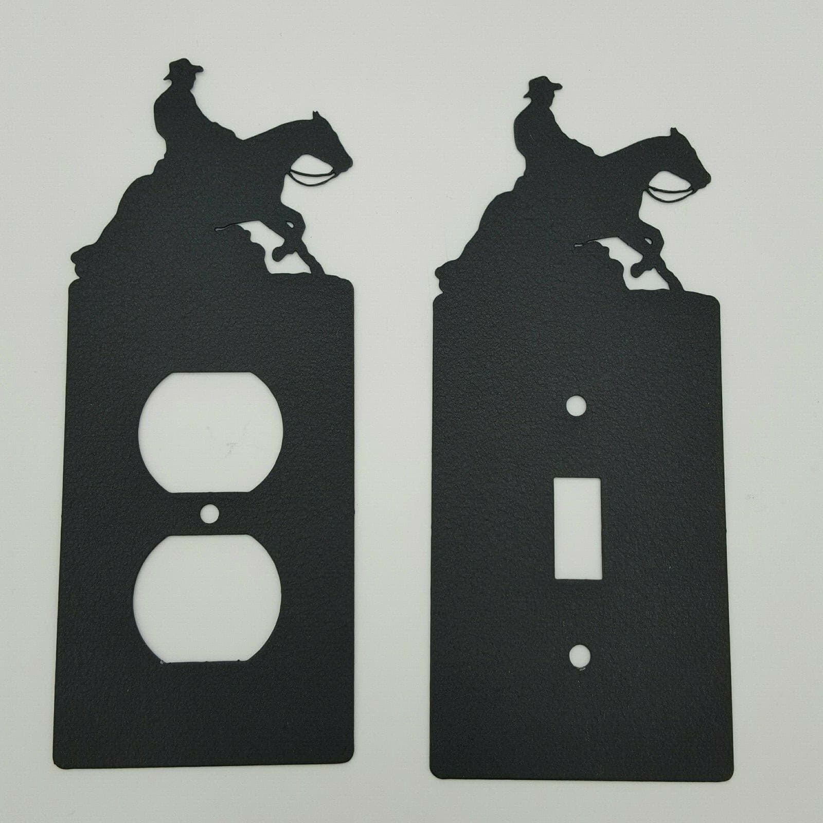 Reining Horse Black Outlet Covers Switch Plates Toggle Country Western Cabin