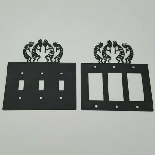 Kokopelli Tribe Black Outlet Covers Switch Plates Toggle Country Western Cabin - Thumbnail 10