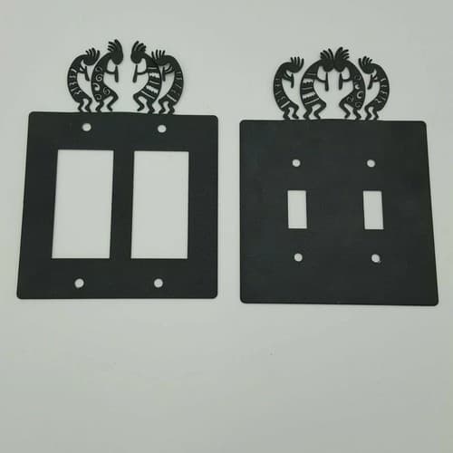 Kokopelli Tribe Black Outlet Covers Switch Plates Toggle Country Western Cabin - Thumbnail 4