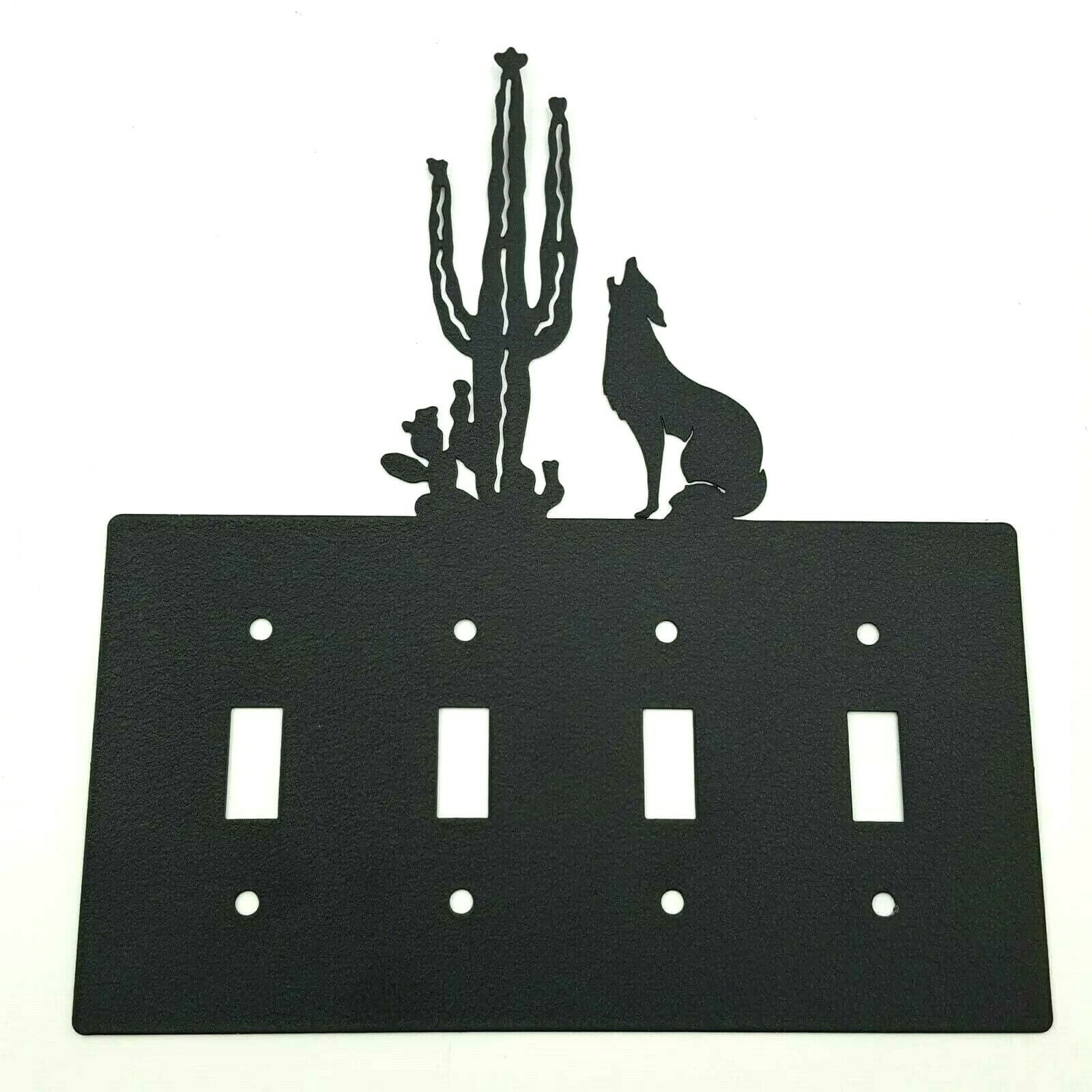 Coyote Howl Cactus Black Quadruplet Switch Toggle Plates Country Western Cabin - Thumbnail 7
