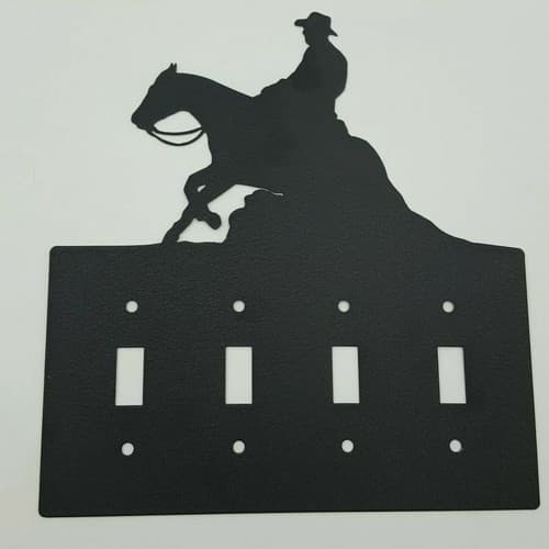 Reining Horse Black Quadruplet Switch Toggle Plates Country Western Cabin - Thumbnail 6