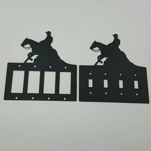 Reining Horse Black Quadruplet Switch Toggle Plates Country Western Cabin - Thumbnail 2