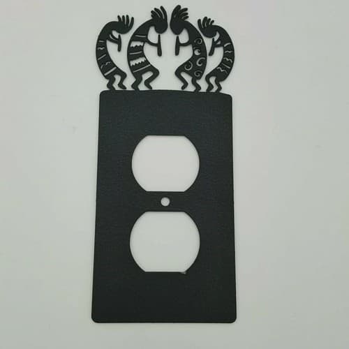 Kokopelli Tribe Black Outlet Covers Switch Plates Toggle Country Western Cabin - Thumbnail 2