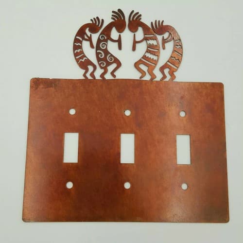 Kokopelli Tribe Black Outlet Covers Switch Plates Toggle Country Western Cabin - Thumbnail 9