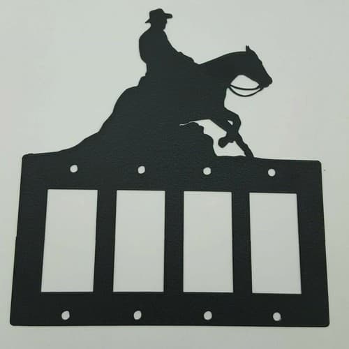 Reining Horse Black Quadruplet Switch Toggle Plates Country Western Cabin - Thumbnail 4