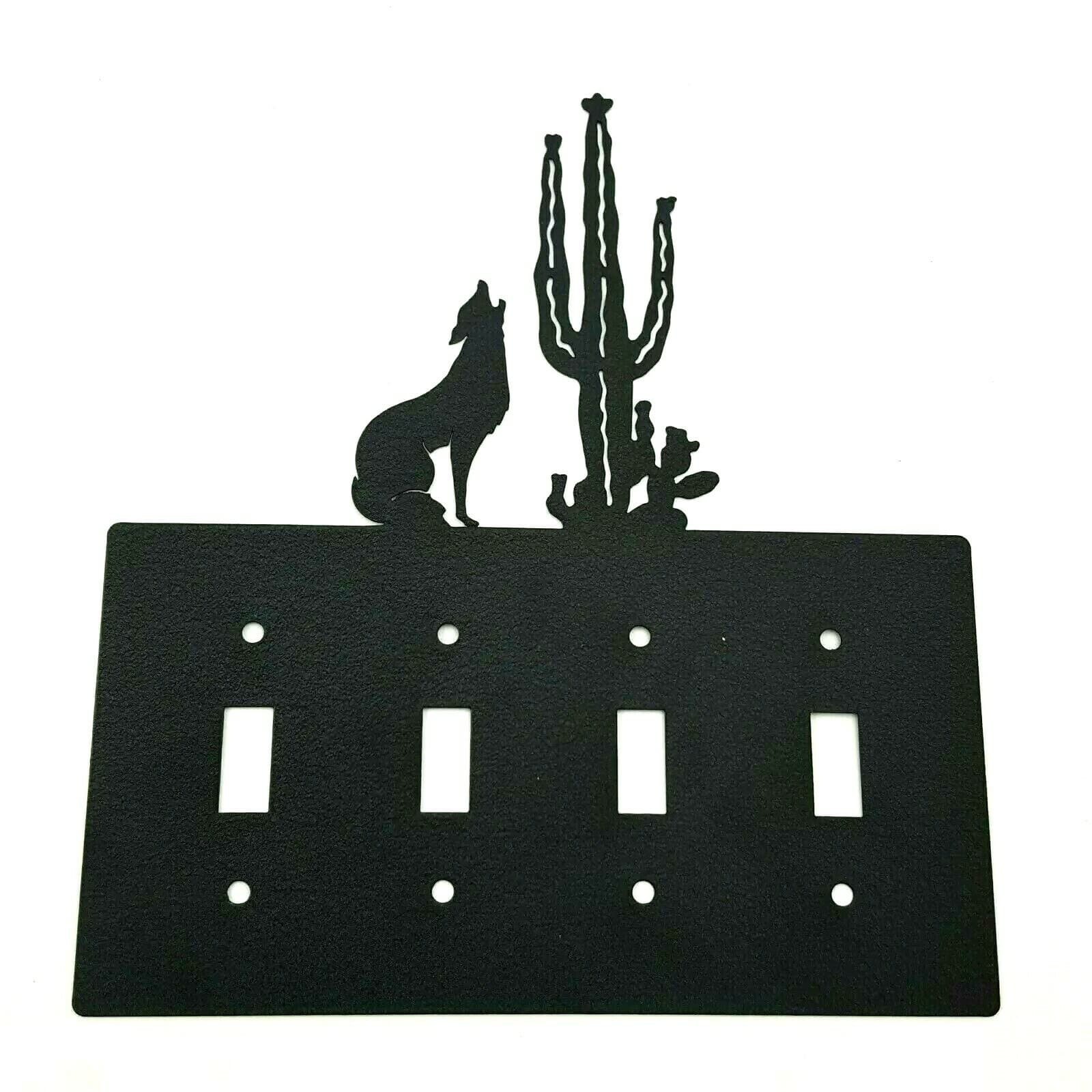 Coyote Howl Cactus Black Quadruplet Switch Toggle Plates Country Western Cabin - Thumbnail 6
