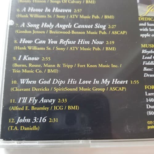 Larry Daniells John 3:16 Audio CD 2005 I'll Fly Away Great Speckled Bird - Thumbnail 5