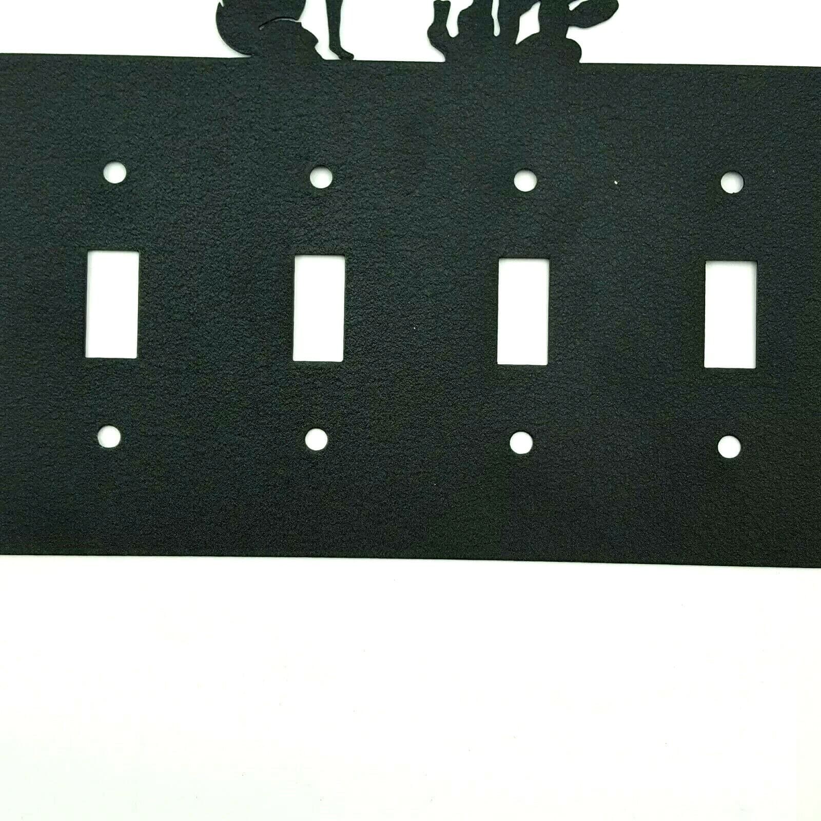 Coyote Howl Cactus Black Quadruplet Switch Toggle Plates Country Western Cabin - Thumbnail 8
