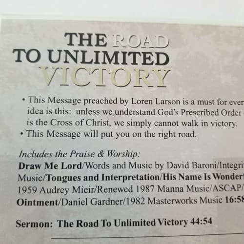 Loren Larson The Road To Unlimited Victory Audio CD 07-561 2007 Jimmy Swaggart - Thumbnail 5