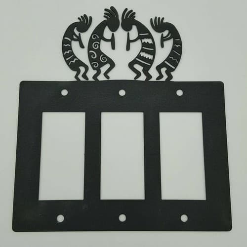 Kokopelli Tribe Black Outlet Covers Switch Plates Toggle Country Western Cabin - Thumbnail 12