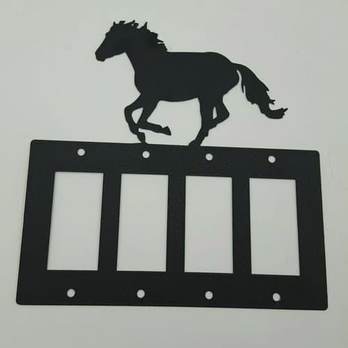Horse Mustang Black Quadruplet Switch Toggle Plates Country Western Cabin - Thumbnail 3