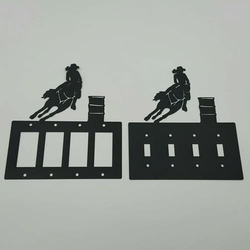 Barrel Racing Cowgirl Black Quadruplet Switch Toggle Plates Country Western - Thumbnail 2
