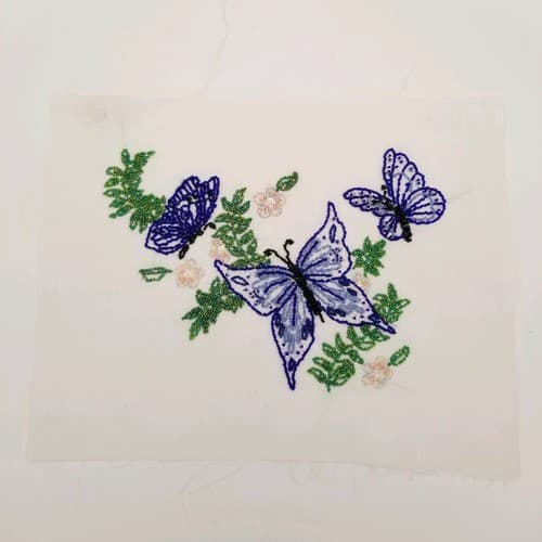 Hand Crafted Bead Work Blue Purple Butterflies Home Made Wall Art Decoration - Thumbnail 8