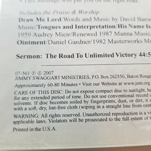 Loren Larson The Road To Unlimited Victory Audio CD 07-561 2007 Jimmy Swaggart - Thumbnail 6