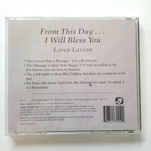 Loren Larson From This Day... I Will Bless You Audio Preacing CD 07-555 2004 - Thumbnail 3
