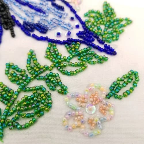 Hand Crafted Bead Work Blue Purple Butterflies Home Made Wall Art Decoration - Thumbnail 6
