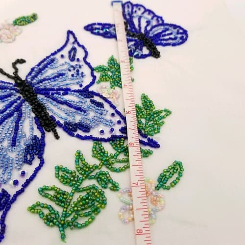 Hand Crafted Bead Work Blue Purple Butterflies Home Made Wall Art Decoration - Thumbnail 10