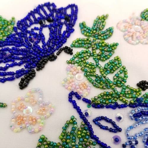 Hand Crafted Bead Work Blue Purple Butterflies Home Made Wall Art Decoration - Thumbnail 4
