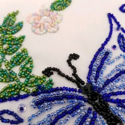 Hand Crafted Bead Work Blue Purple Butterflies Home Made Wall Art Decoration - Thumbnail 5