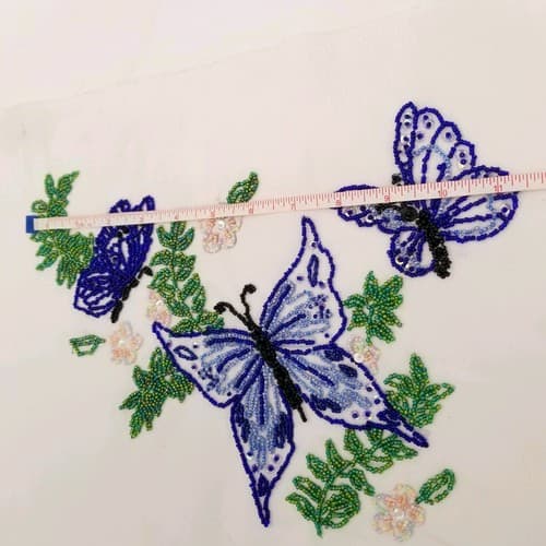 Hand Crafted Bead Work Blue Purple Butterflies Home Made Wall Art Decoration - Thumbnail 9