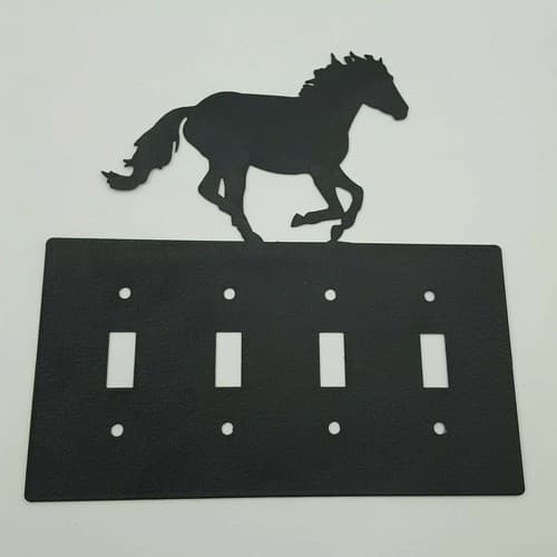 Horse Mustang Black Quadruplet Switch Toggle Plates Country Western Cabin - Thumbnail 7