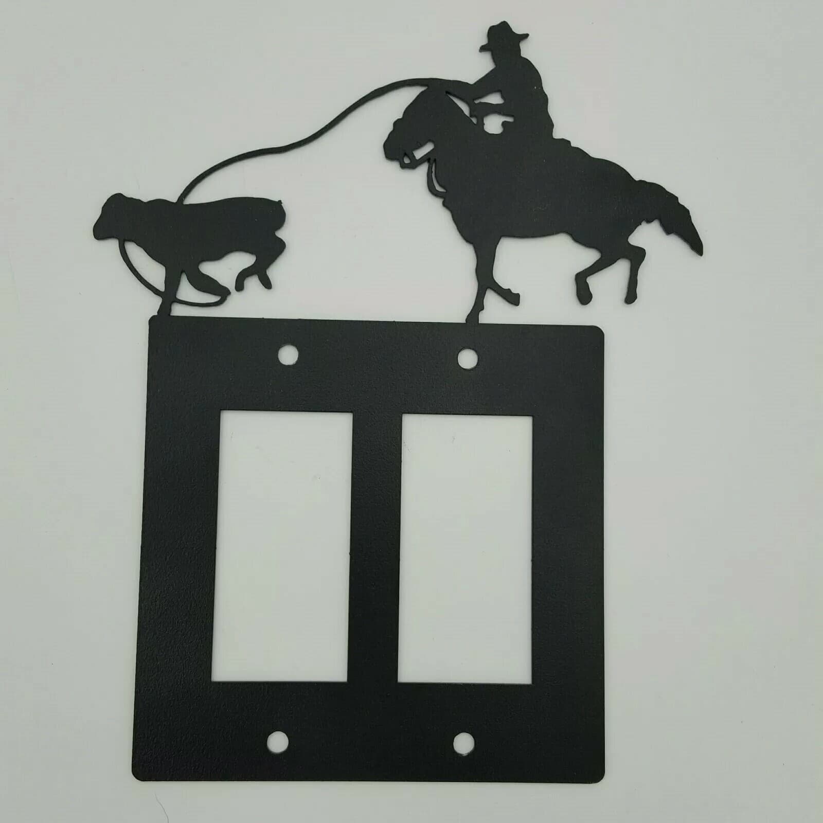 Cowboy Roping Calf Black Outlet Covers Switch Plates Toggle Country Western - Thumbnail 3