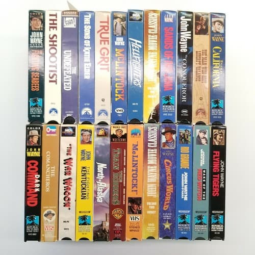 John Wayne 24 VHS Set Western Movie Vintage VCR Tape Movies Legend Popular